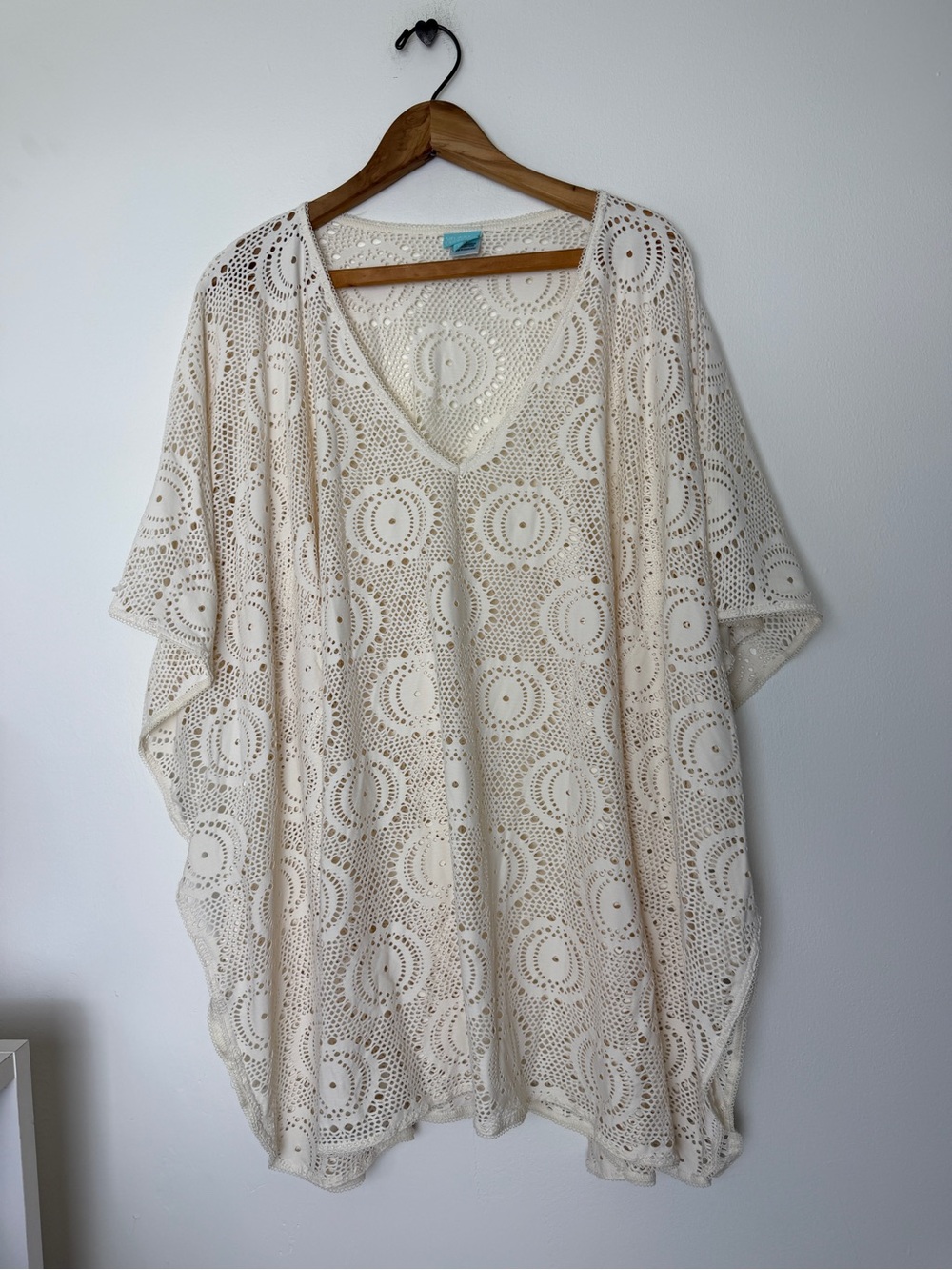Melissa Odabash Cream Crochet V-Neck Swim Coverup